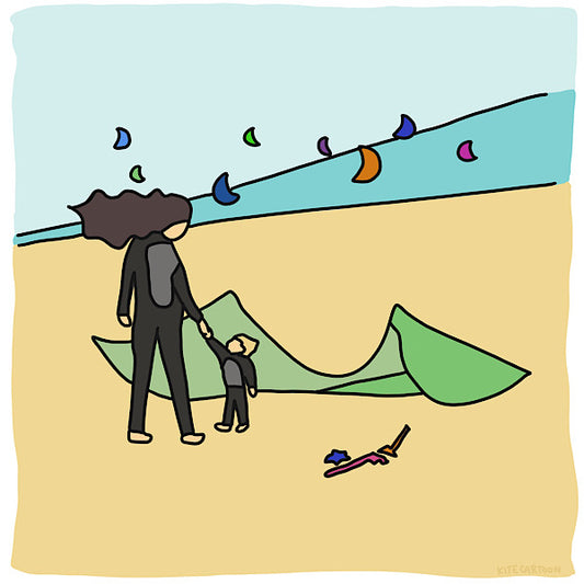 Mother and son on the kite beach